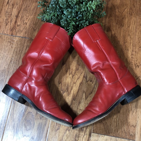 Vintage Tony Lama Red Leather Ropers 5B - Picture 1 of 16